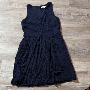 LOFT Navy Textured Midi Dress